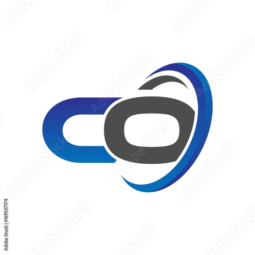 vector initial logo letters co with circle swoosh blue gray