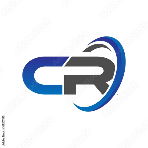 vector initial logo letters cr with circle swoosh blue gray