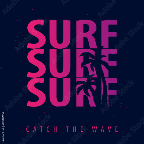 Summer graphic with palms. T-shirt design and print.