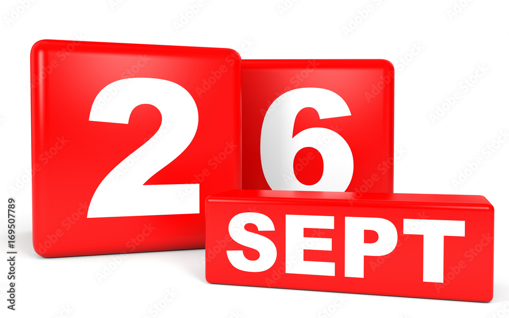 September 26. Calendar on white background. September 26. Calendar on white background.