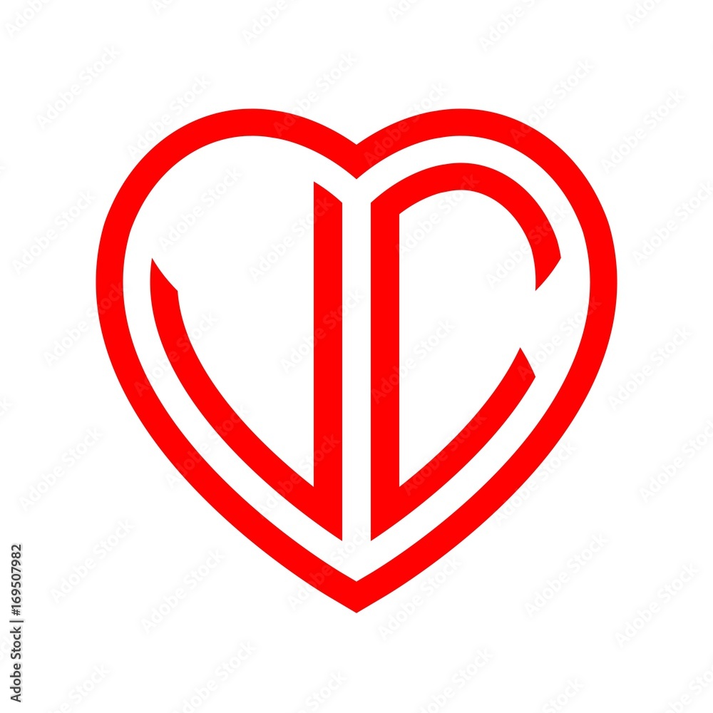 initial letters logo red monogram heart love | Adobe Stock