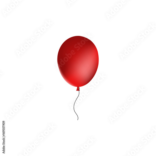 Red ball with glare and rope isolated on white background. Vector illustration