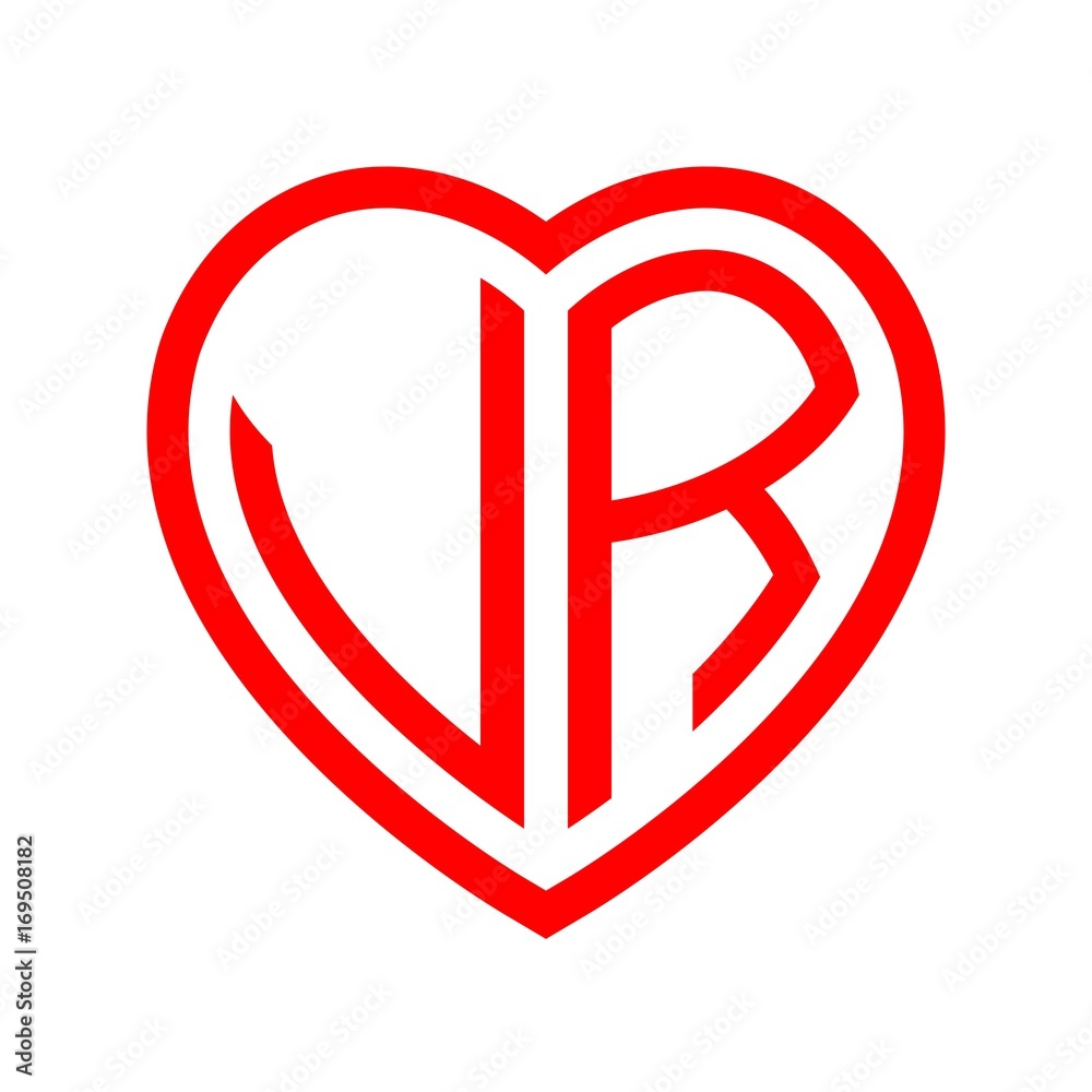 initial letters logo vr red monogram heart love shape initial letters logo vr red monogram heart love shape