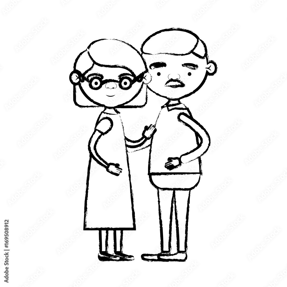 blurred silhouette of full body couple elderly of grandmother with straight short hair in dress and grandfather with moustache blurred silhouette of full body couple elderly of grandmother with straight short hair in dress and grandfather with moustache