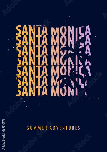 Santa Monica Summer graphic with palms. T-shirt design and print. photo