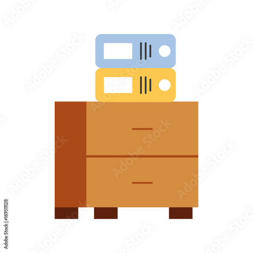 office drawer with file books vector illustration design