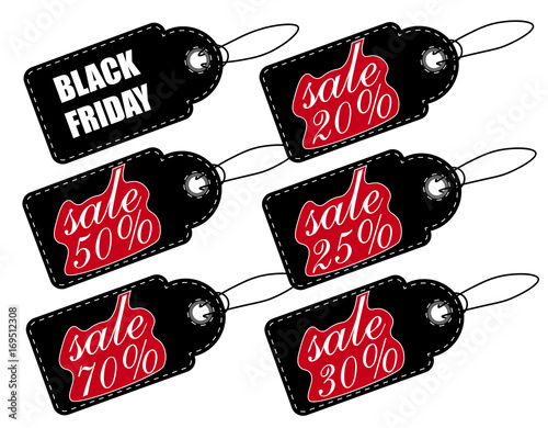 Sale, price tag. A set of different discounts. Sign isolated on white background. illustration of a flat design