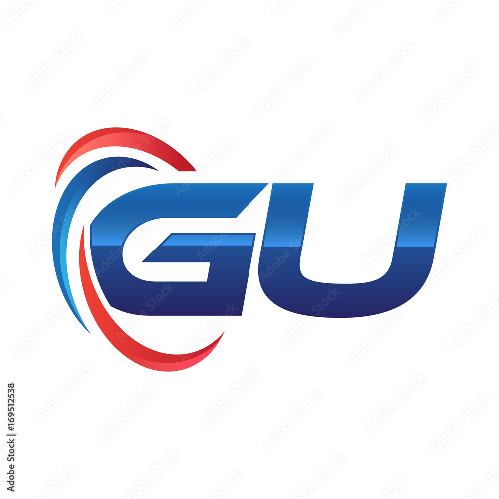 initial letter logo swoosh red blue