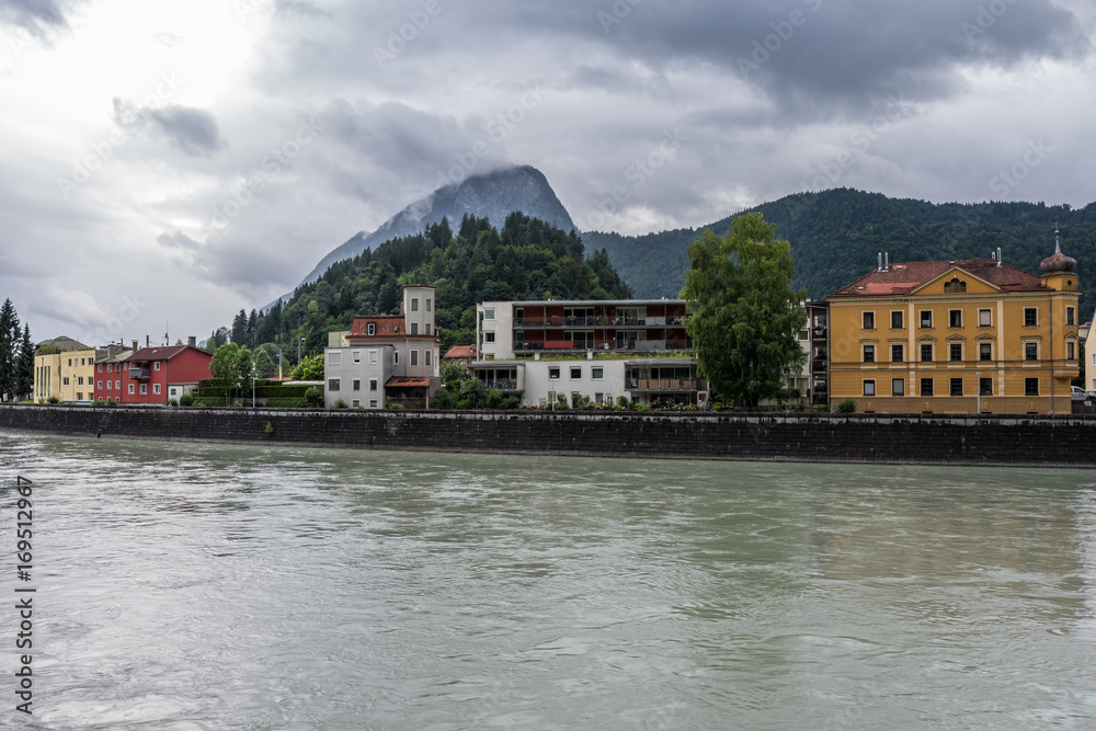 The city Kufstein in Tyrol on river Inn, Austria