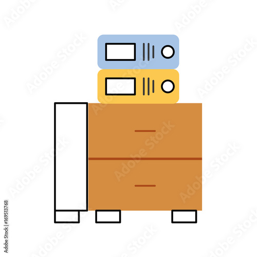 office drawer with file books vector illustration design