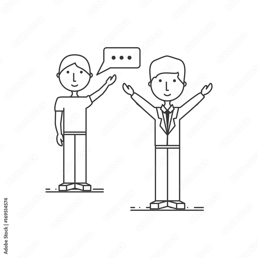 line man people conversation concept vector illustration