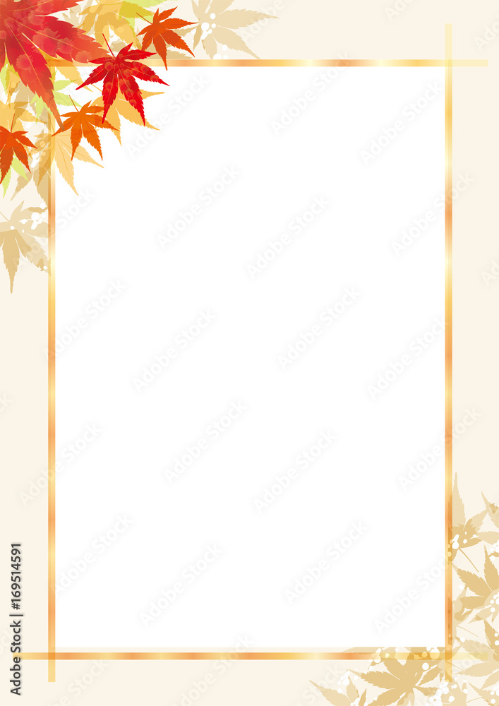 紅葉の背景 秋のイメージの背景 縦 飾り枠 モミジのイラスト 背景 Background Of The Image Of Autumn Stock Vector Adobe Stock