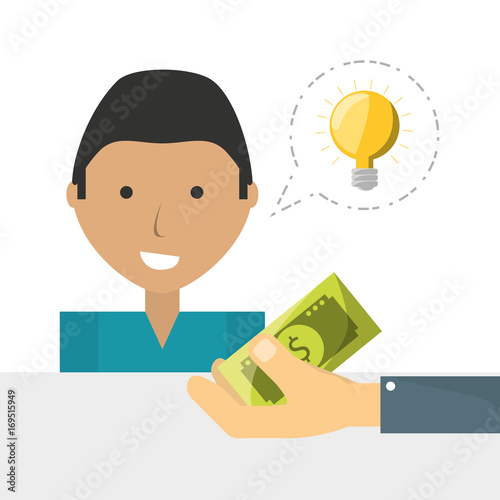 man crowndfunding and business finance support vector illustration