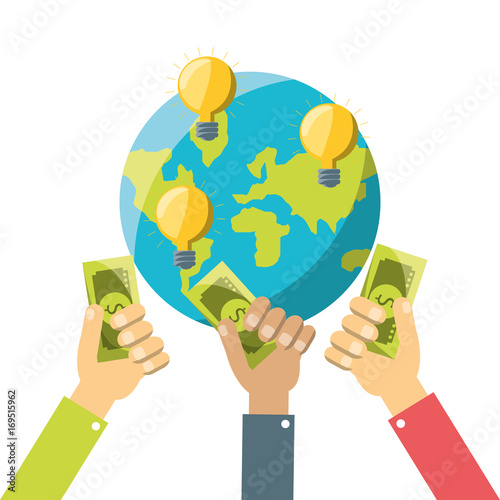 hands with business project to company finance vector illustration