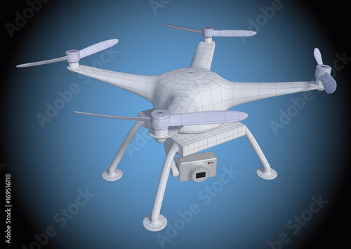 wireframe white drone from above