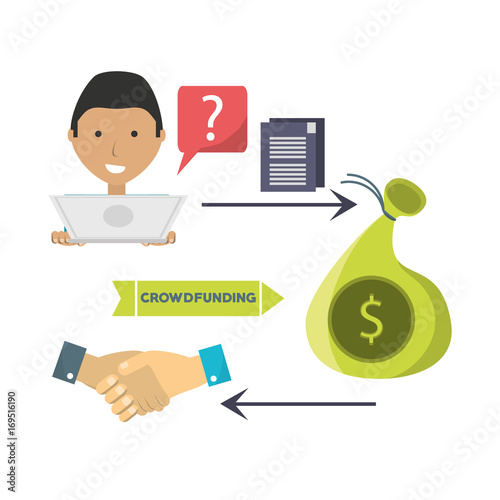 man crowndfunding and business finance support vector illustration