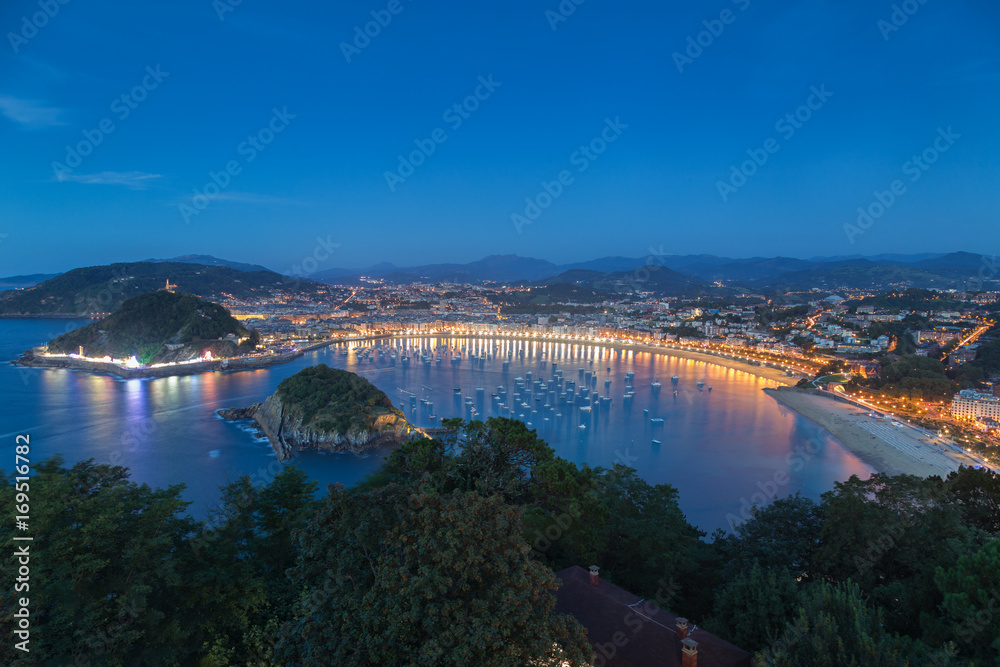 San Sebastian city and La Concha beach from Igueldo