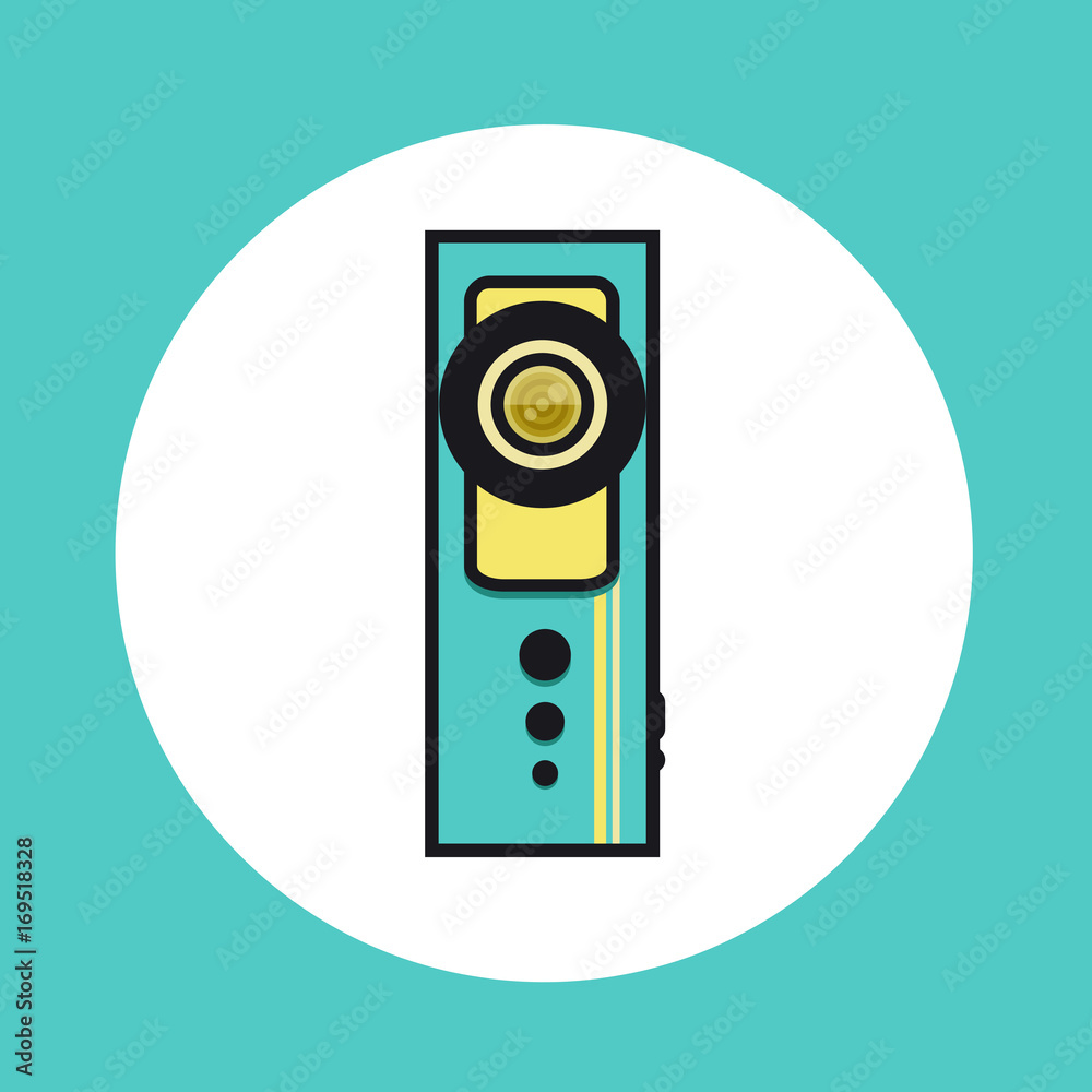 360 video camera icon in flat line design. 360 video camera icon in flat line design.