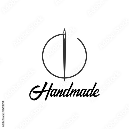 Tailor, sewing, handmade logo or emblem. Vector illustration.