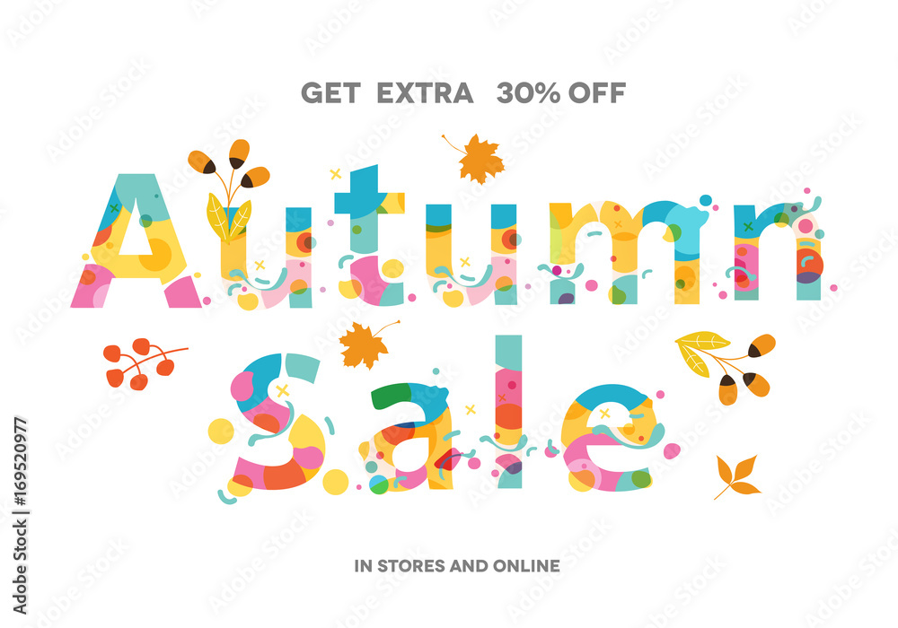 Autumn Sale Banner, Sale Poster, Sale Flyer, Sale Vector. 30% Off, Vector illustration.