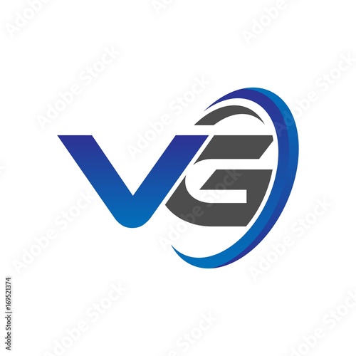 vector initial logo letters vg with circle swoosh blue gray photo