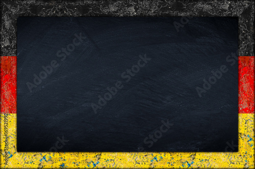 empty germanyblackboard with wooden colorful  frame isolated on white background / Deutschland Tafel mit  holzrahmen