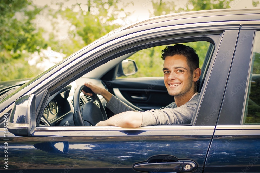 young man in the car young man in the car