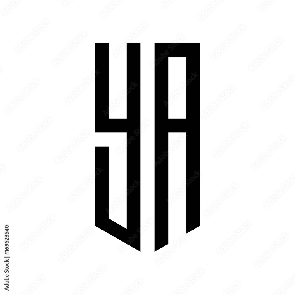 initial letters logo ya black monogram pentagon shield shape