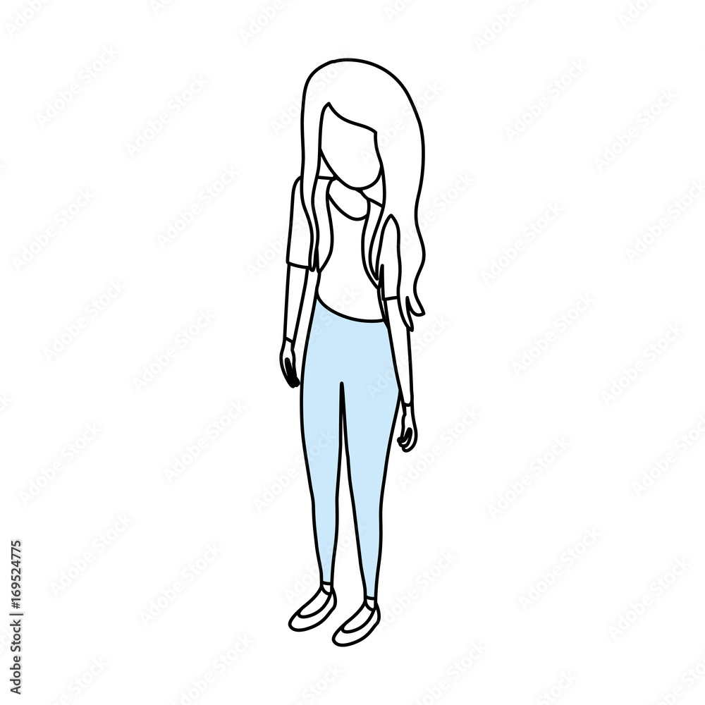 Woman faceless cartoon icon vector illustration graphic design