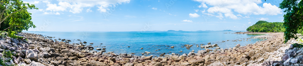 Beautiful beach and blue sky, Panorama view