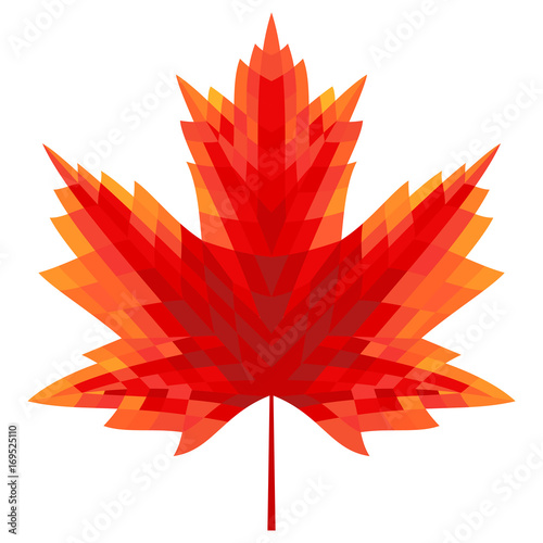 Abstract stylized symbol autumn maple leaf. Vector illustration for magazine, poster, book cover, banner, flyer, booklet.