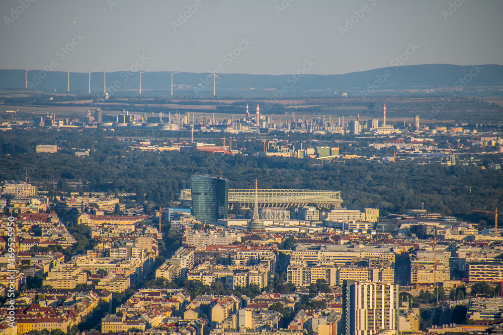 Panoramblick von Leopoldsberg über Wien, Österreich