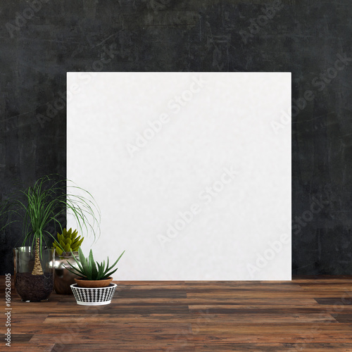 Fototapeta Naklejka Na Ścianę i Meble -  48/5000
Großer quadratischer leere weißer Bilderrahmen oder Leinwand (Mockup)