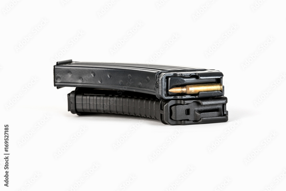 Metal magazine that carries. Empty cartridge for gun. Metal magazine that carries. Empty cartridge for gun.
