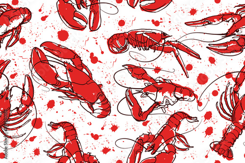 Seamless tiling pattern can be used for wallpaper, pattern fills, web page background, food textures, crayfish wrapping paper