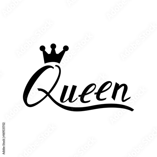 inscription brush Queen with a crown on a white background