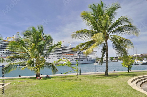 Cruise Ship Docked in Papeete, Tahiti, French Polynesia