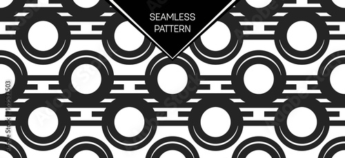 Abstract concept vector monochrome geometric pattern. Black and white minimal background. Creative illustration template. Seamless stylish texture. For wallpaper, surface, web design, textile, decor.