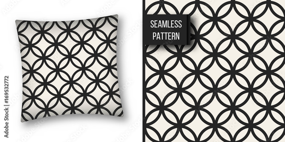 Plakat Abstract concept vector monochrome geometric pattern. Black and white minimal background. Creative illustration template. Seamless stylish texture. For wallpaper, surface, web design, textile, decor.