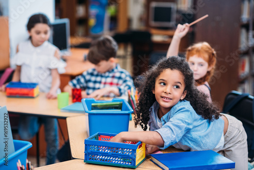 kids in school library