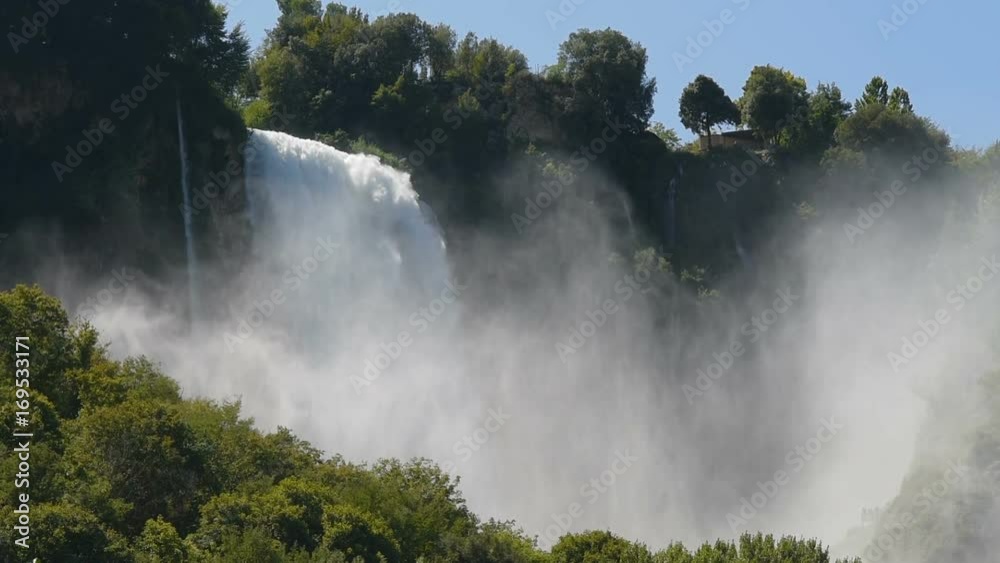 view of marmore's falls in taly, the highest waterfall of europe