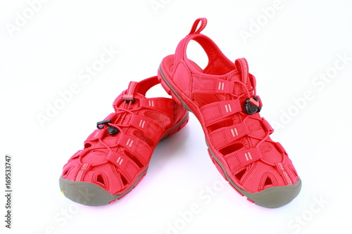 Red shoes sandle isolated on a white background