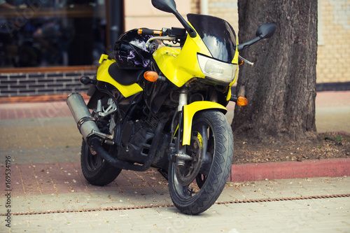 yellow sport motorcycle