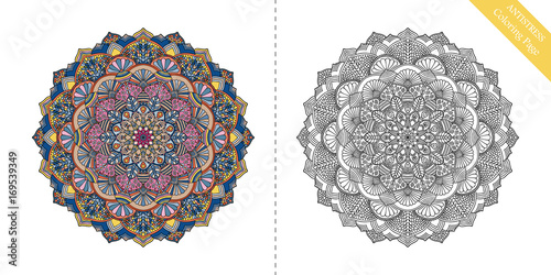 Antistress Coloring Page Mandala Third