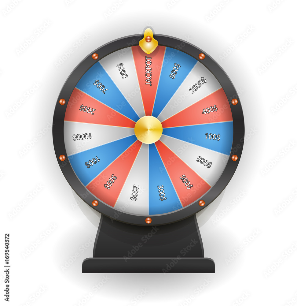 Spinning wheel of fortune. Money win casino game. 3D realistic style. Vector illustration Spinning wheel of fortune. Money win casino game. 3D realistic style. Vector illustration