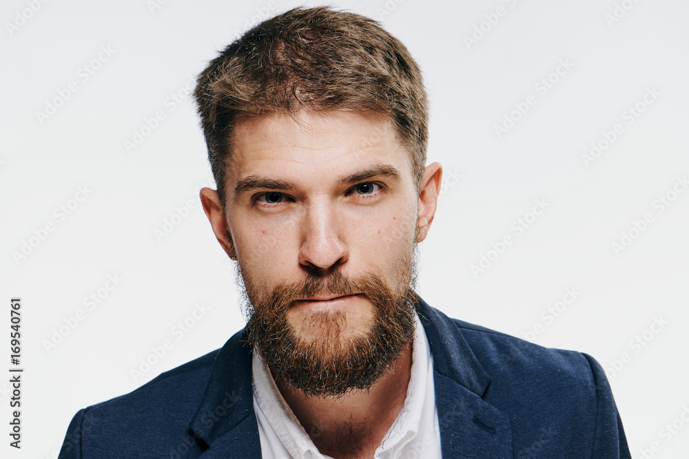 Business man with beard on white isolated background, portrait Business man with beard on white isolated background, portrait