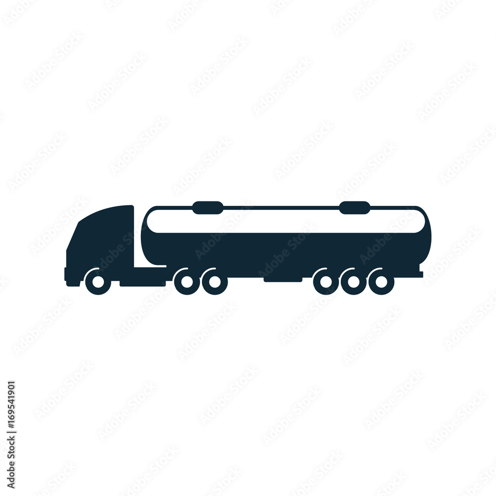 vector gasoline tanker truck vehicle simple flat icon pictogram isolated on a white background. Gas oil fuel, energy power industry symbol, sign