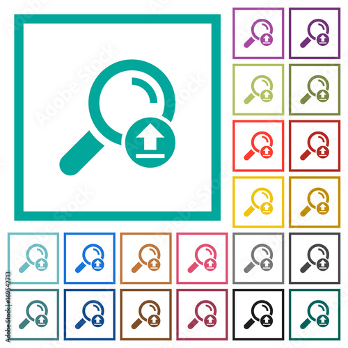 Upload search results flat color icons with quadrant frames