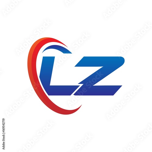 modern dynamic vector initial letters logo lb with circle swoosh red blue
