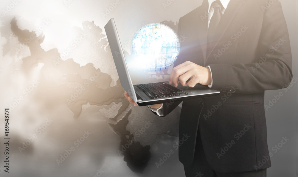 business man and suit holding laptop in hands business man and suit holding laptop in hands